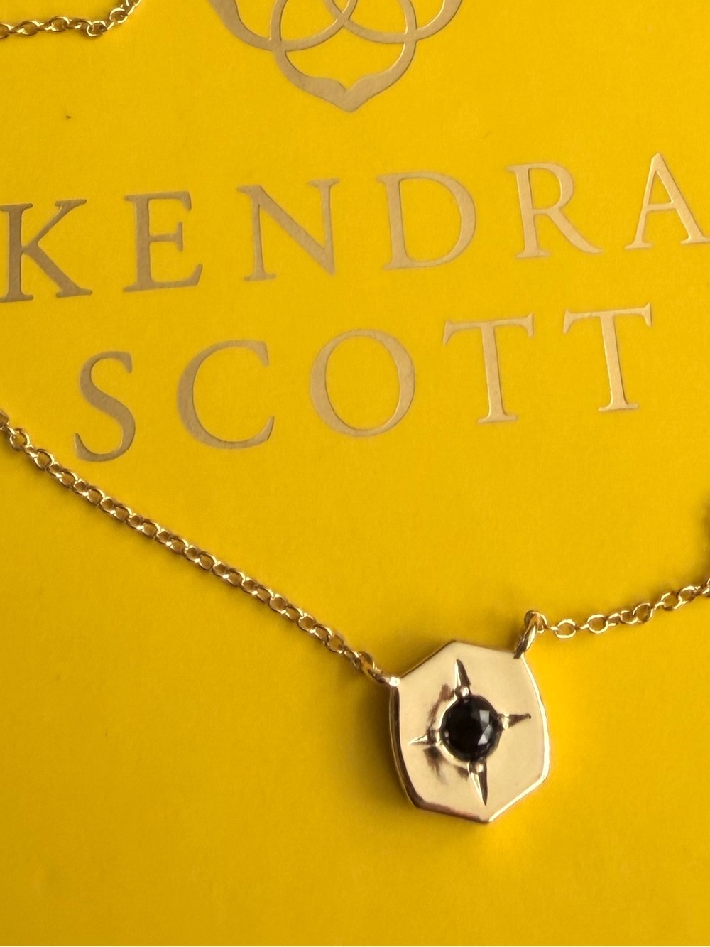Kendra Scott Gold Necklace with Black Hexagon Stone